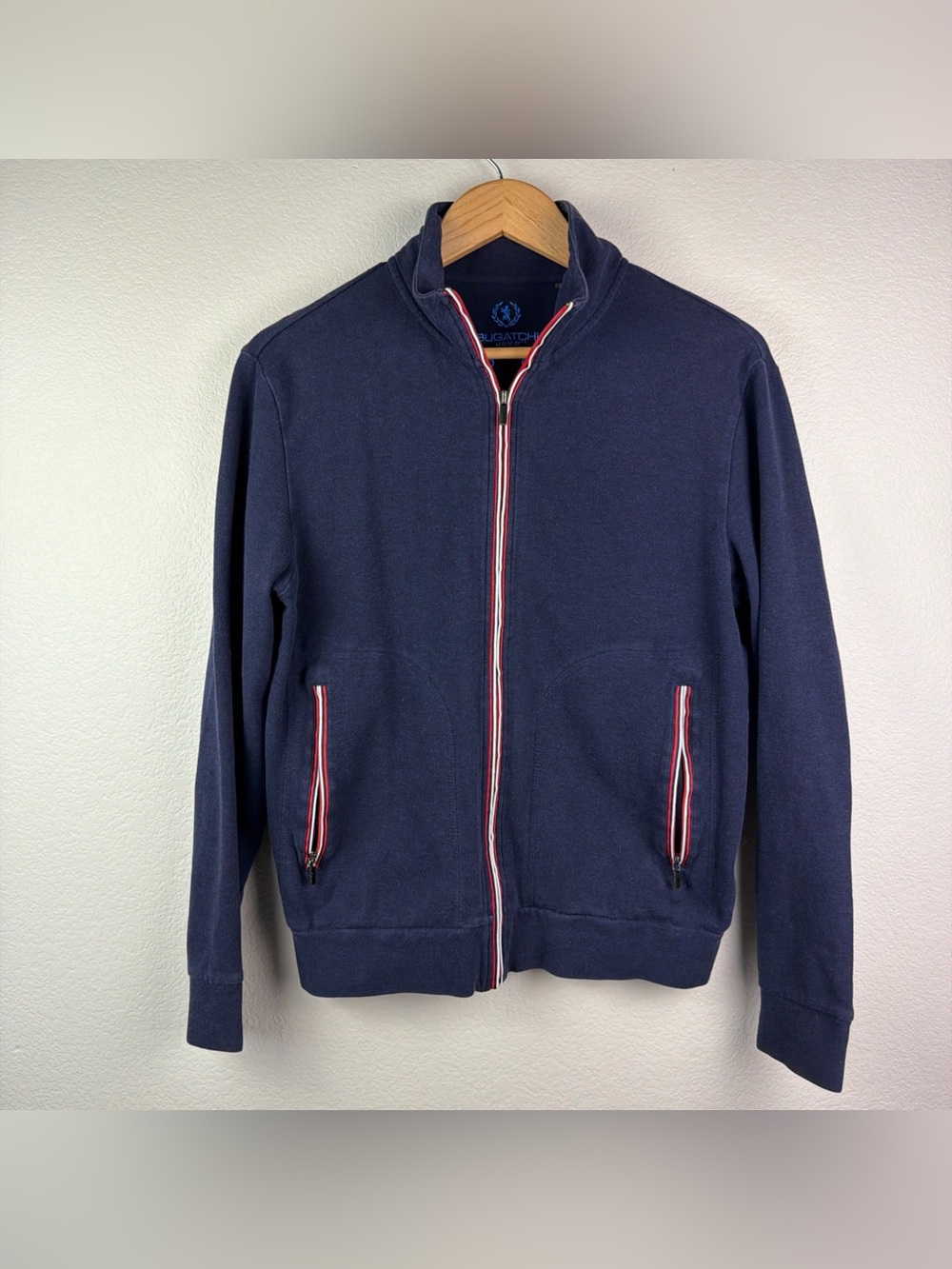 Bugatchi Uomo Full Zip Jacket Pockets Blue Men’s Medium